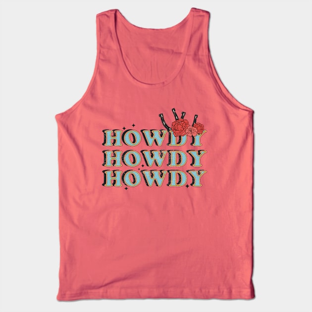 Vintage Howdy Rodeo Western Country Floral Design Tank Top by Teewyld